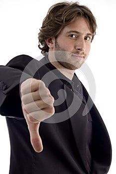 Man showing disapproval sign