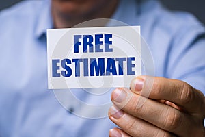 Man Showing Free Estimate Card