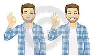 Man showing ok vector