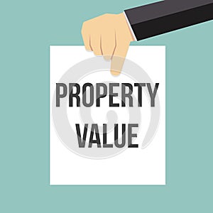 Man showing paper PROPERTY VALUE text