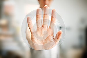 Man showing stop gesture