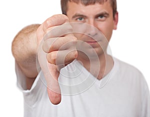 Man showing thumb down