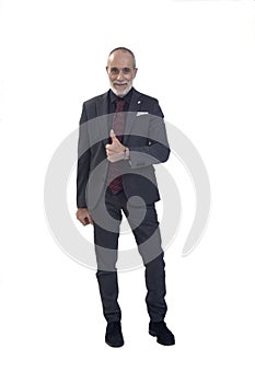 a man showing thumbs up on white backgroound