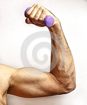 A man shows arm strength