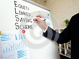 Man shows ELSS Funds Equity Linked Saving Scheme.