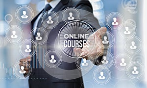 Man shows online courses . photo