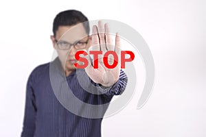 Man Shows Stop Gesture