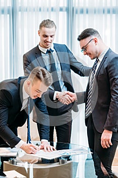 Man sign contract business partner deal closing