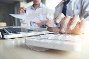 Man sign a home insurance policy on home loans, Agent holds loan photo