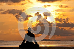 Man silhouette doing yoga exercise