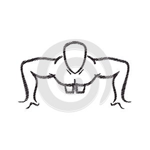 Man silhouette exercising push ups front