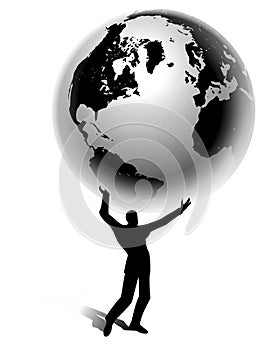 Man Silhouette Holding Earth in Hands