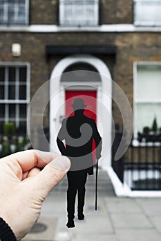 Man with the silhouette of a man in London, UK