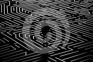 Man silhouette in maze or labyrinth. Generative AI