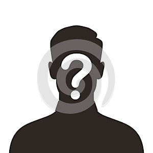 Man silhouette with question mark graphic icon