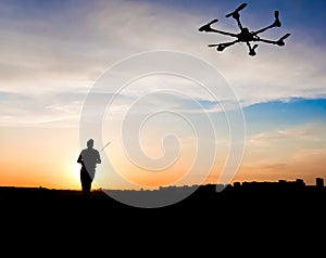 Man silhouette with rc plane