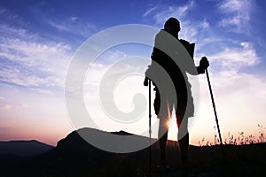 Man silhouette on sunset