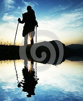 Man silhouette on sunset