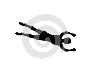 Man Silhouette Swimming Isolated on White. Vector