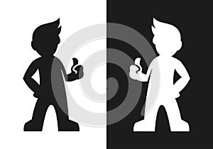 Man silhouette with thumb up vector icon