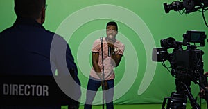 Man singing at an audition photo