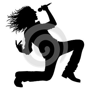 Man singing rock with a microphone silhouette