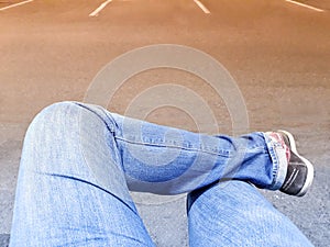 A man sit relax in the park