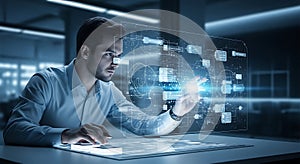 Man Interacting with Virtual Interface