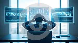 Futuristic technology interface with data analytics and artificial intelligence