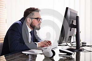 Bad Posture While Working On Computer