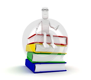 Man sitting on books