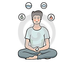 Man sitting for calm meditation
