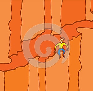 Man sitting on a cliff or ledge