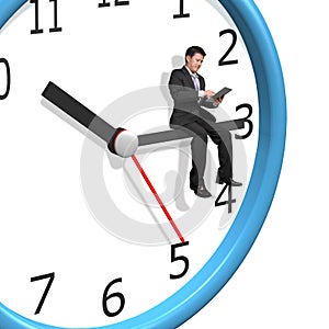 Man sitting on clock hands