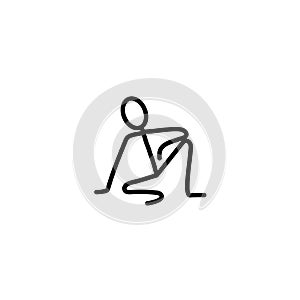 Man sitting on the floor and thinking stick figure