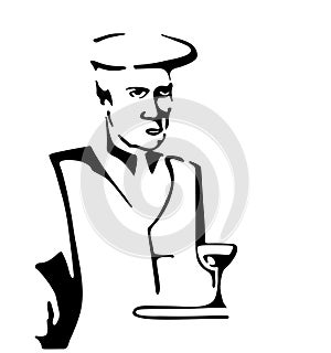 Man sitting with a glass of wine