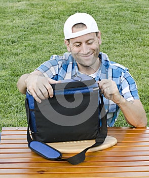 Man sitting on the grass.