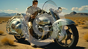 A man sitting on a motorcycle
