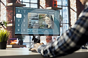 Person uses website for GPT text analysis, transforming text into video photo