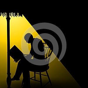 Man Sitting Reading Book Alone