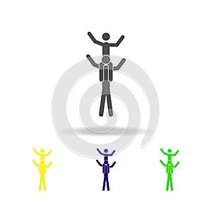 a man sitting on the shoulders of another multicolored icons. Elements of protest and rallies icon. Signs and symbol collection ic