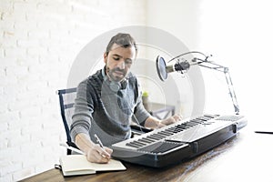 Songwriter at his studio