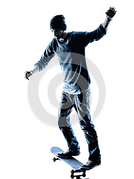 Man skateboarder skateboarding silhouette