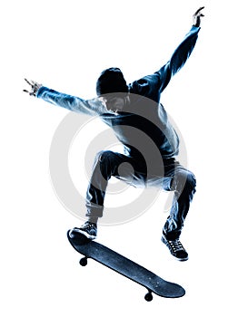 Man skateboarder skateboarding silhouette