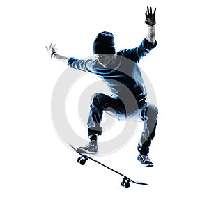 Man skateboarder skateboarding silhouette