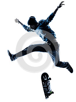 Man skateboarder skateboarding silhouette