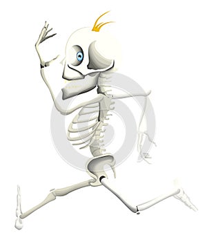 A man skeleton is running