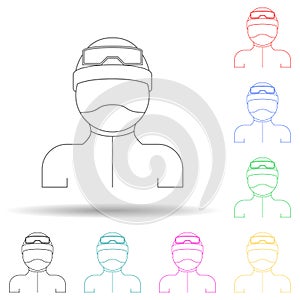 man in ski gear multi color style icon. Simple thin line, outline vector of winter icons for ui and ux, website or mobile