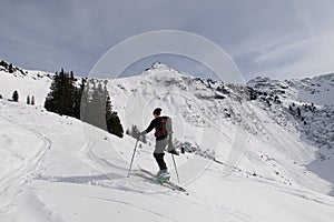 Man ski touring