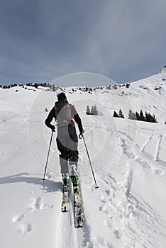 Man ski touring in austria